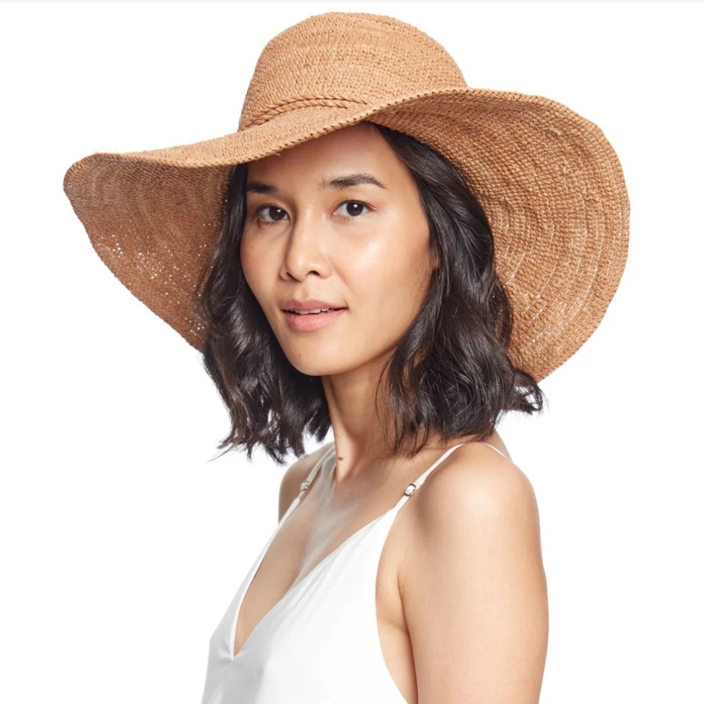 Mar y Sol Women’s Wide Brim Straw Sun Hat - Tan